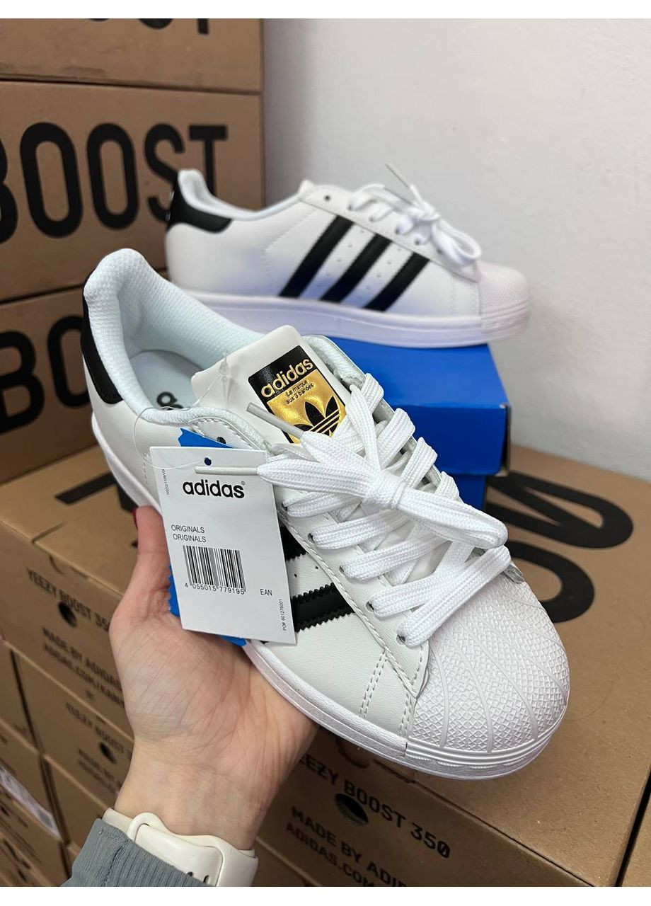 КРОССОВКИ ЖЕНСКИЕ ADIDAS SUPERSTAR WHITE АДИДАС СУПЕРСТАР No Brand белые демисезоны (368869336)