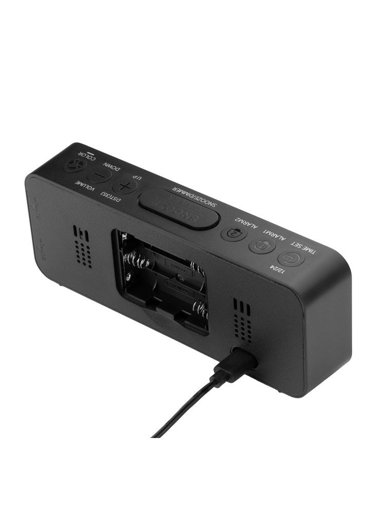 Часы электронные настольные Premium BASIC с LED подсветкой черный Losso (322776851)