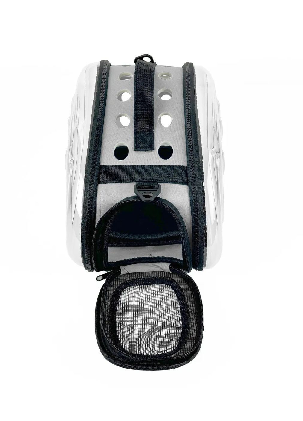 Сумка переноска для тварин котів собак з вентиляцією прозорою стінкою ручкою ременем 34x20x20 см розмір S (477337-Prob) Сіра Unbranded (299258386)