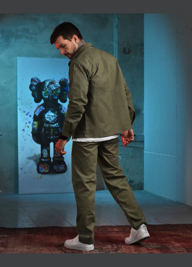 Мужской демисезонный костюм штаны и рубашка зеленый No Brand (340272868)