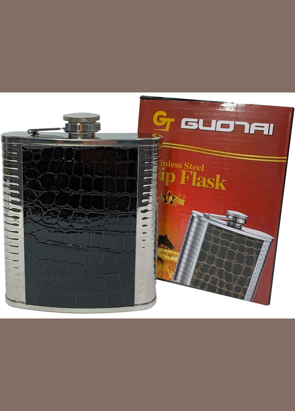 Фляга з харчової нержавіючої сталі обтягнута шкірою 532 мл No Brand (316718129)
