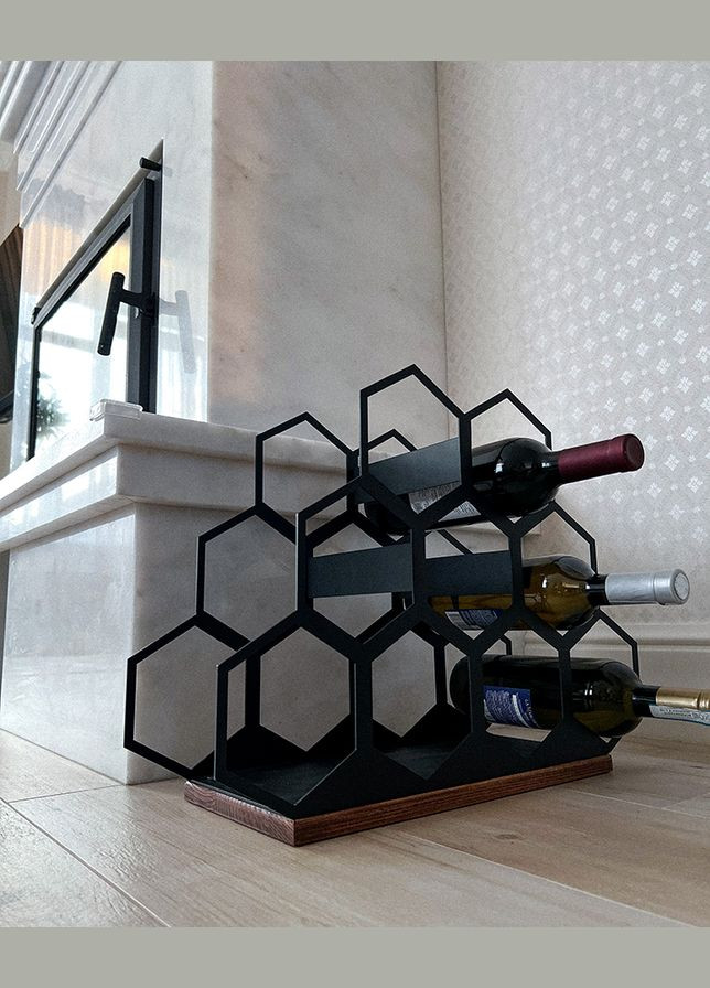 Подставка для вина NC Home Соты с деревянным основанием на 9 бутылок Nice & Cozy (280916336)