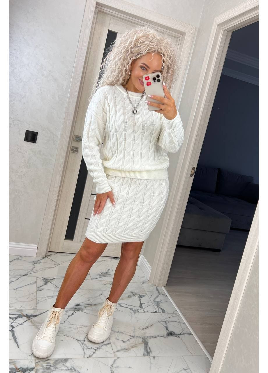 Женский вязаный костюм, джемпер + юбка No Brand (367102066)