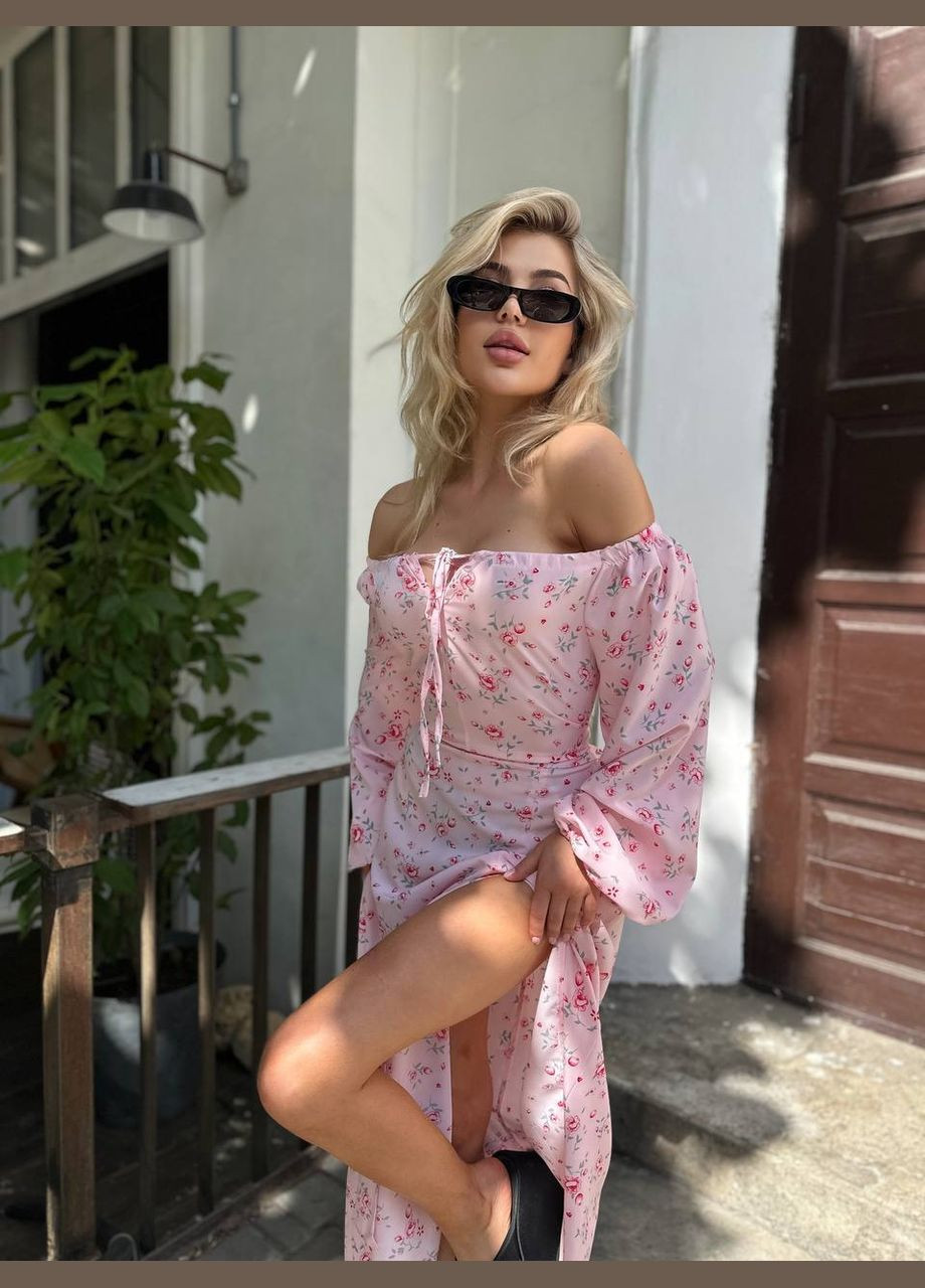 Рожева повсякденний, вечірня, кежуал, пляжна жіноча сукня Asi.Store.ua з квітковим принтом