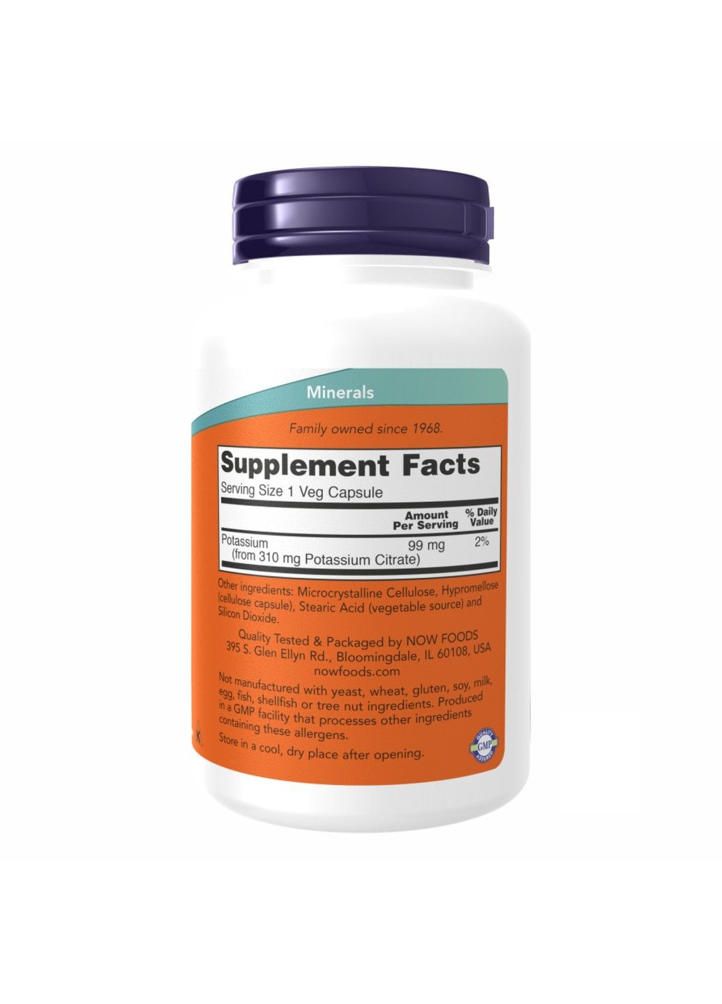 Цитрат калію, 99 мг, 180 рослинних капсул Now Foods (347600677)