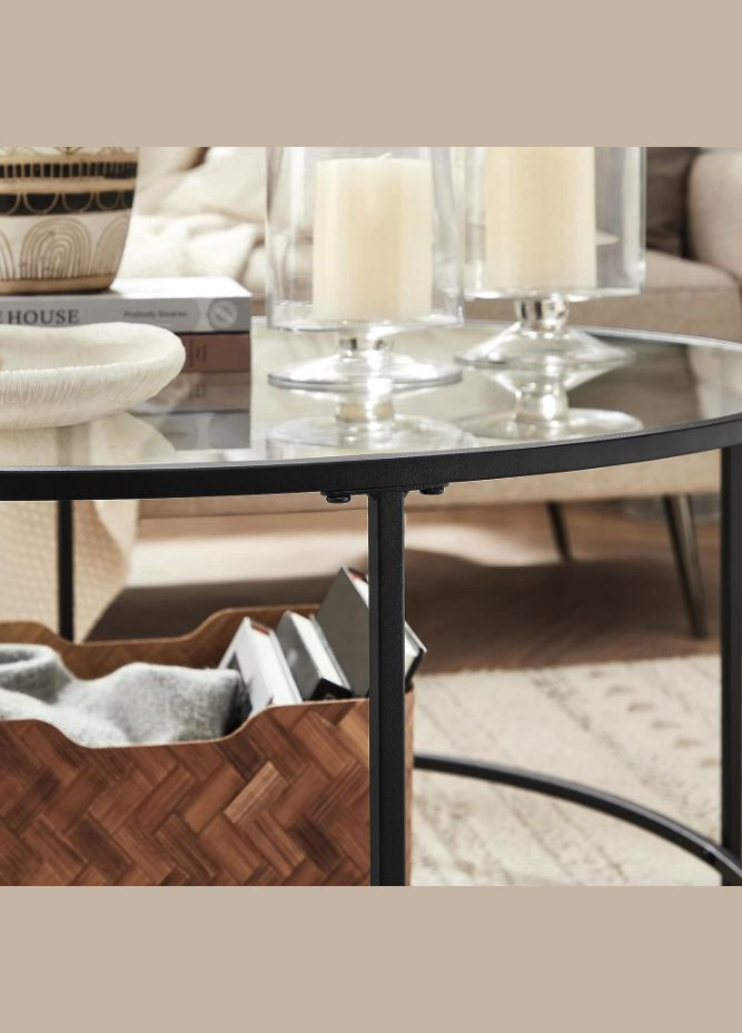 Журнальный столик Oskar круглый с прозрачной столешницей Leobert (301865676)