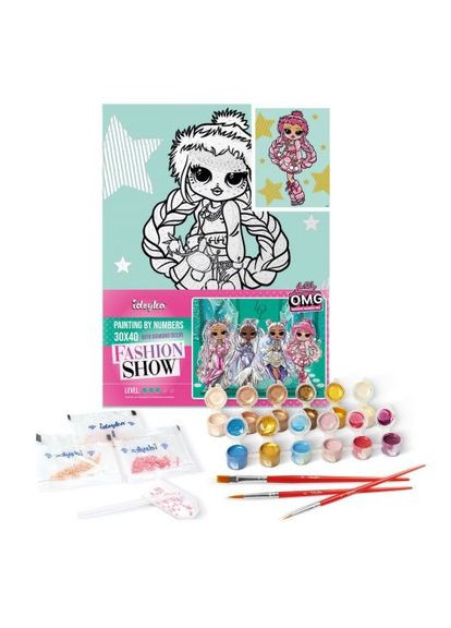 Картина за номерами зі стразами Ідейка L.O.L. Surprise O.M.G. Fashion Show для творчості з алмазною декоративною мозаїкою ProDobro (367097583)