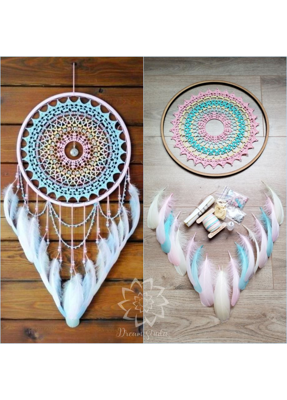 Авторський еко-набір "Ловець снів "Кольорові сни" з покроковою інструкцією Dream Studio (363057501)