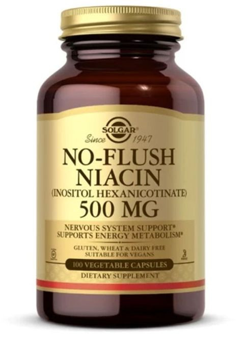 No-Flush Niacin (Vitamin B3) (Inositol Hexanicotinate) 500 mg 100 Veg Caps Solgar (329039104)