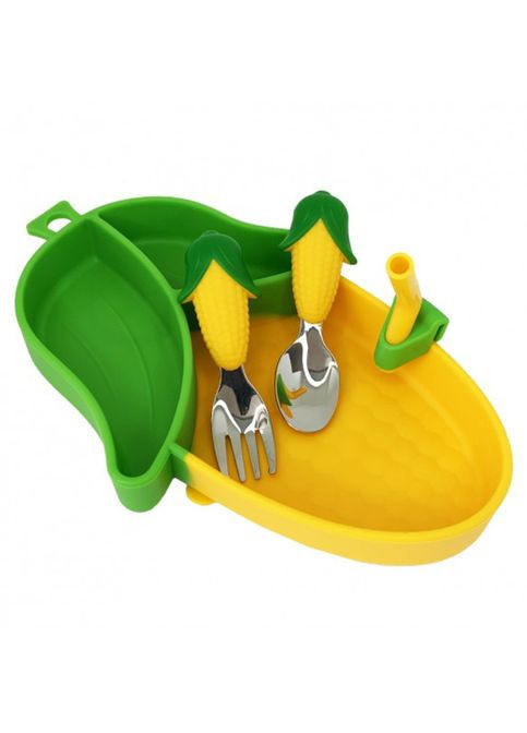 Силиконовая тарелка с приборами "Кукуруза" MGZ-0124 Megazayka (315048461)