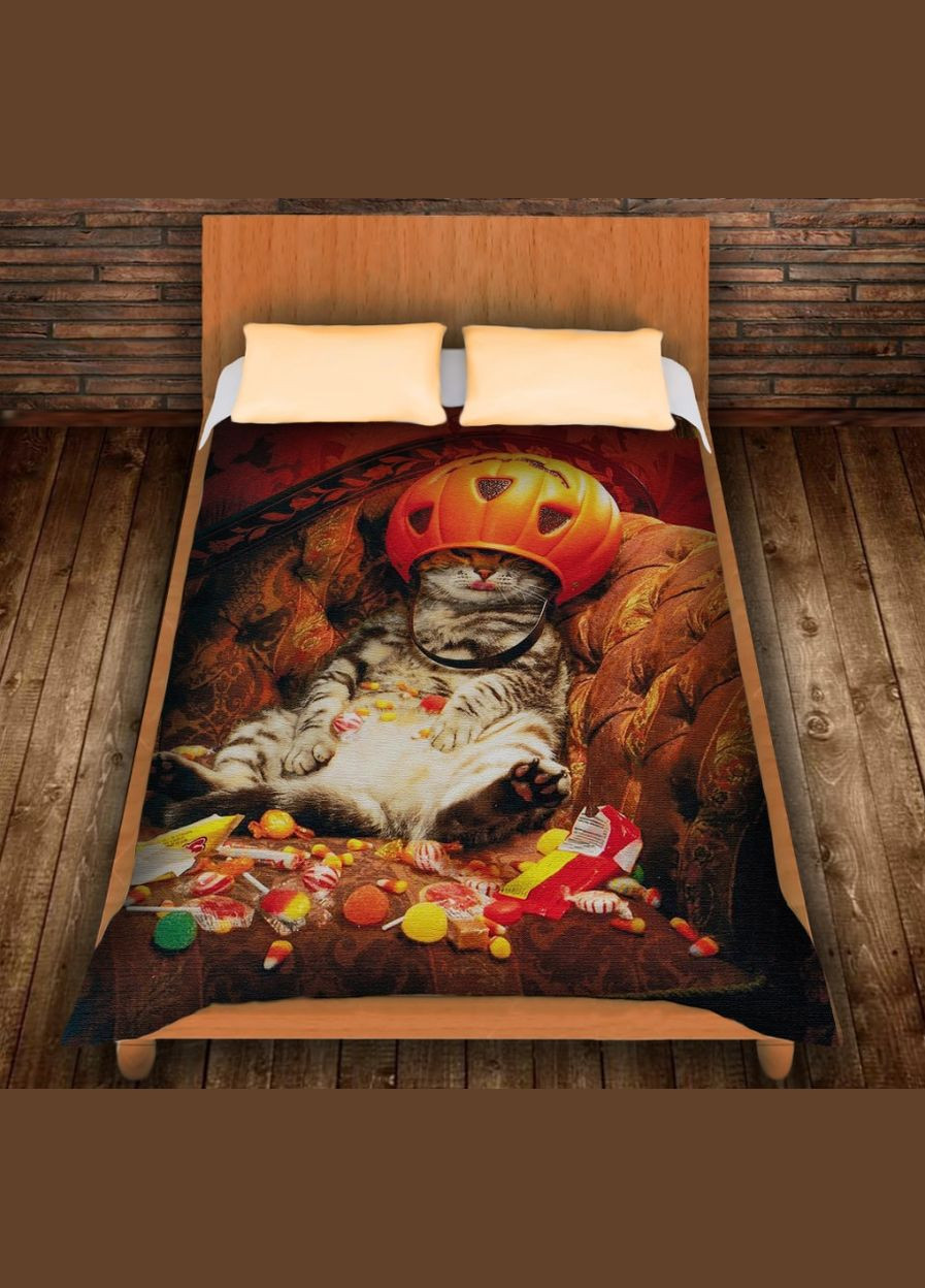 Плед с 3D принтом - Хэллоуин Котик с конфетами Перша Креативна мануфактура PERFECTUS Плед (301870319)