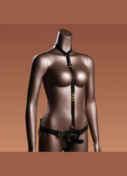 Страпон с нереалистичным фаллоимитатором L UPKO, с ошейником, черный No Brand (303880968)