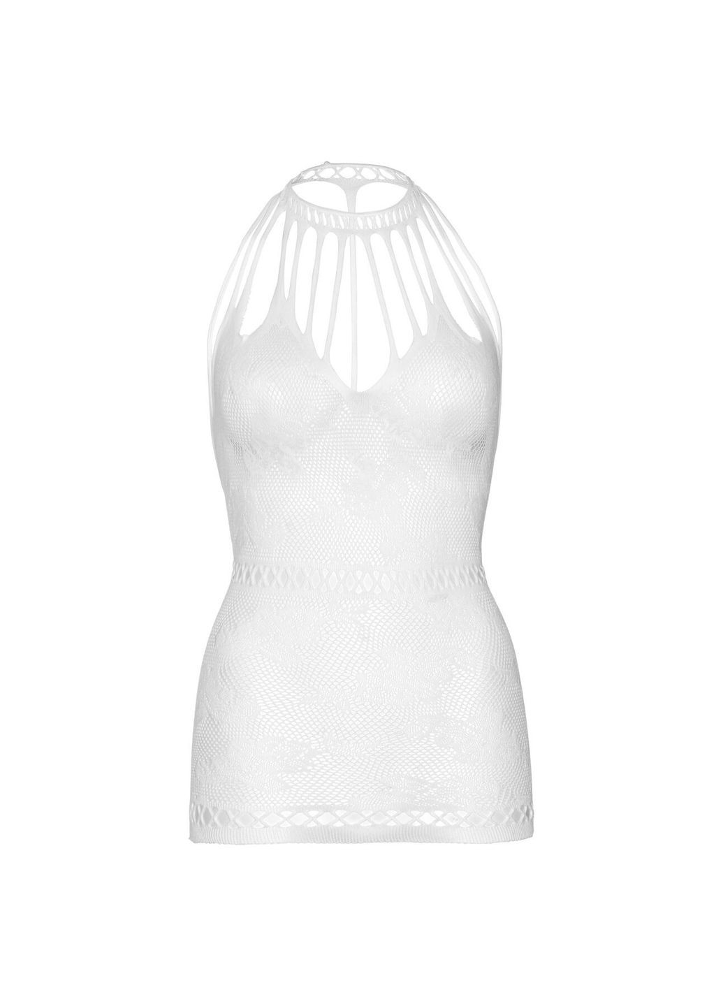 Белое ажурное платье-сетка lace mini dress with cut-outs white one size - cherrylove Leg Avenue
