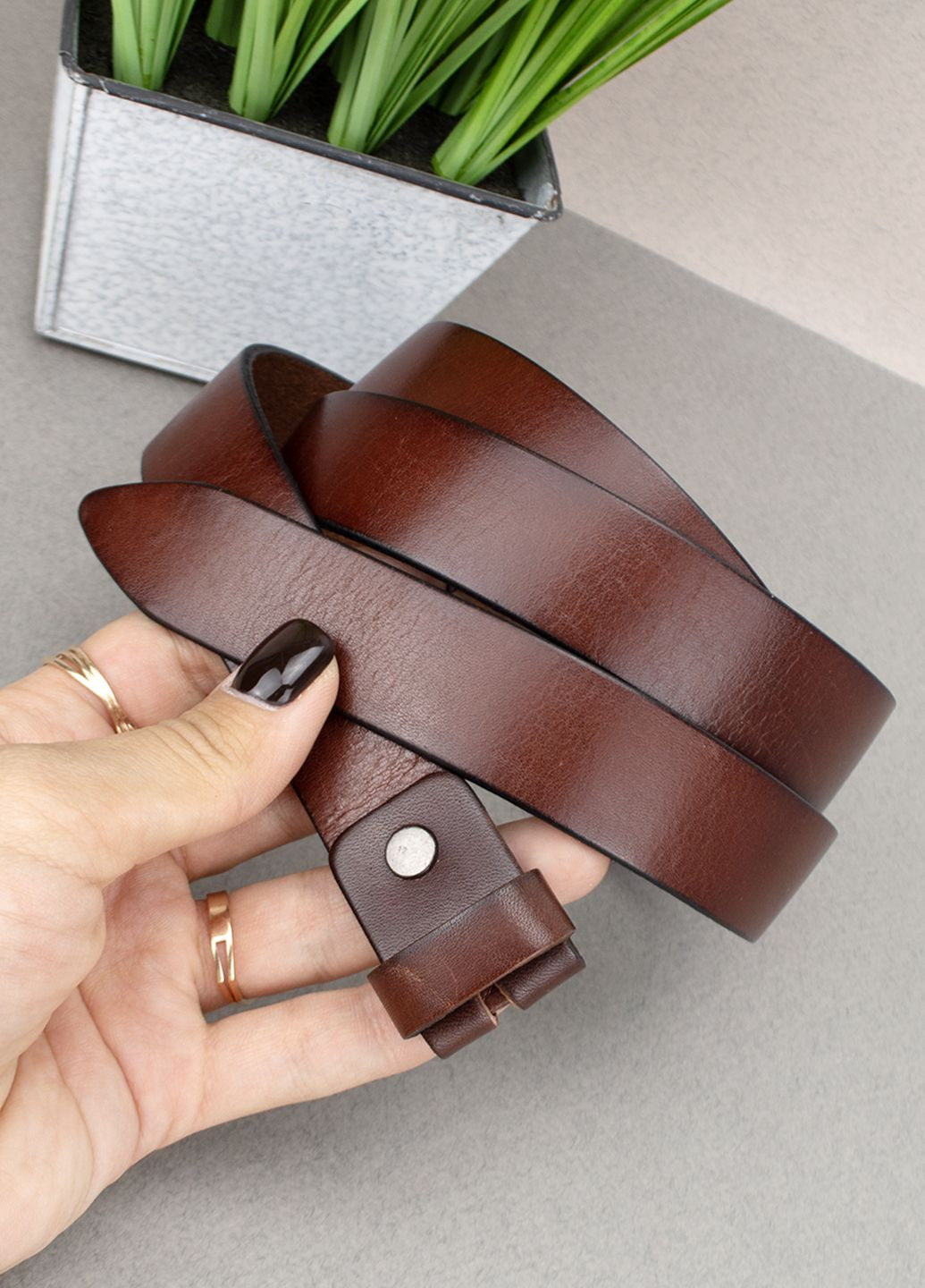 Ремень-узел женский кожаный без пряжки SF-258 коричневый (125 см) SFIP (308022688)