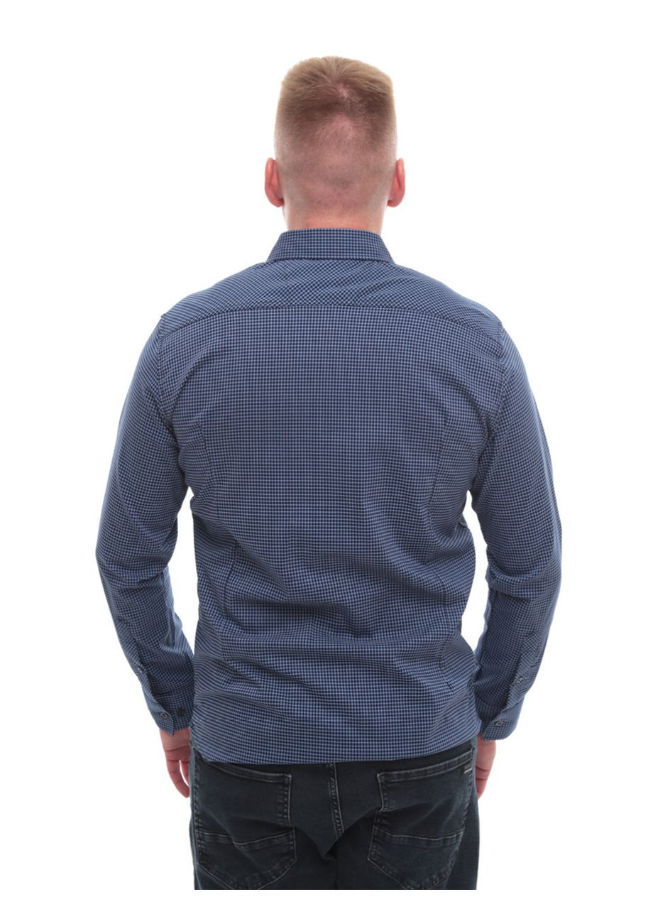 Сорочка чоловіча синя в клітинку тонка великий розмір Bagarda Приталена (302879205)
