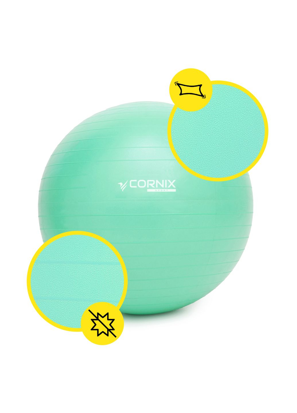 М'яч для фітнесу (фітбол) 75 см Anti-Burst XR-0366 Mint Cornix (318867575)