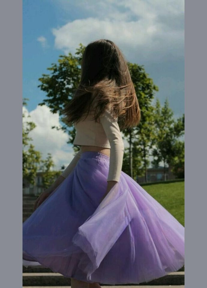 Лавандовая праздничный, коктейльный, повседневная, кэжуал, вечерний однотонная фатиновая юбка, пышная, 5 слоев фатина No Brand пышная