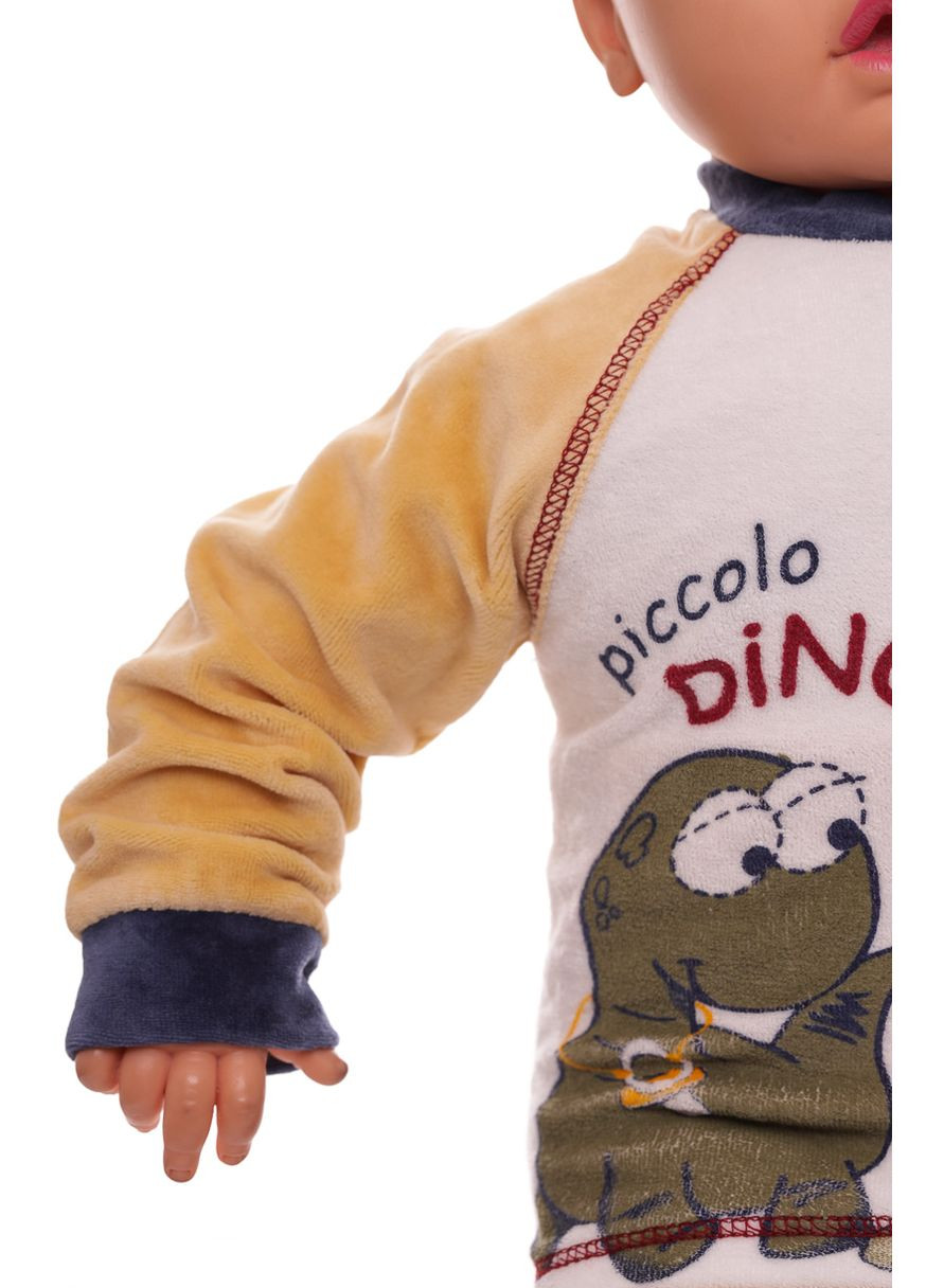 Желтый зимний костюм с длинным рукавом для мальчика велюровый dino желтый 68 см (26638) BABYKROHA