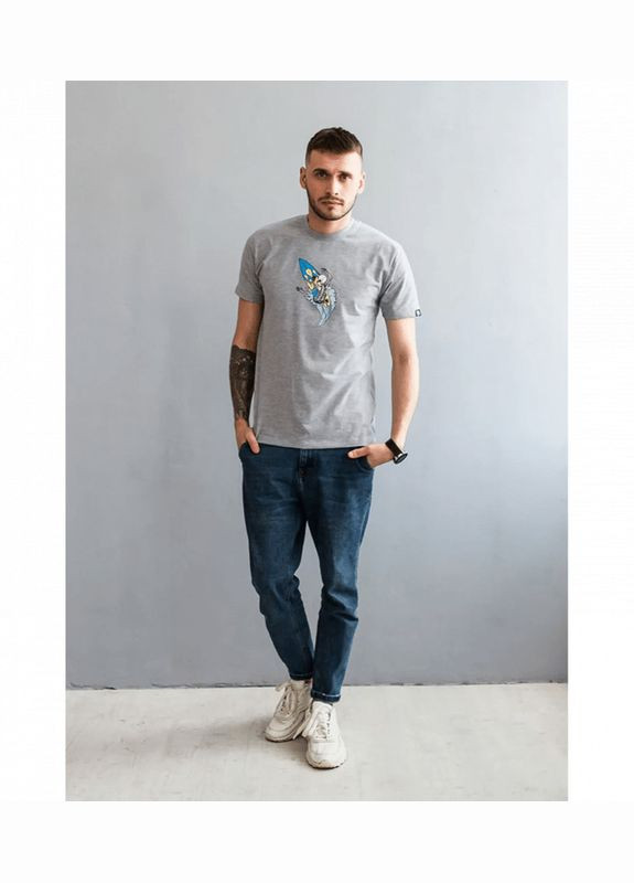 Сіра футболка з оригінальним малюнком skull Hector