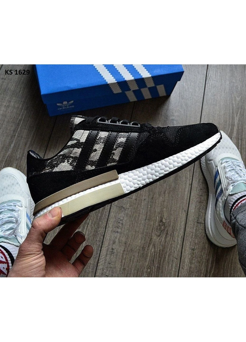 Комбіновані кросівки чоловічі adidas zx 500 rm commonwealth сrocodile адідас зх 500 демісезон No Brand