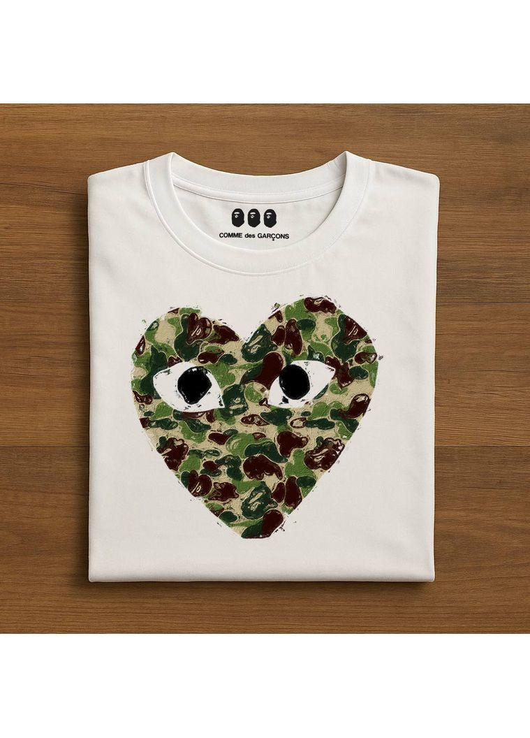 Белая футболка x comme des garcons Bape