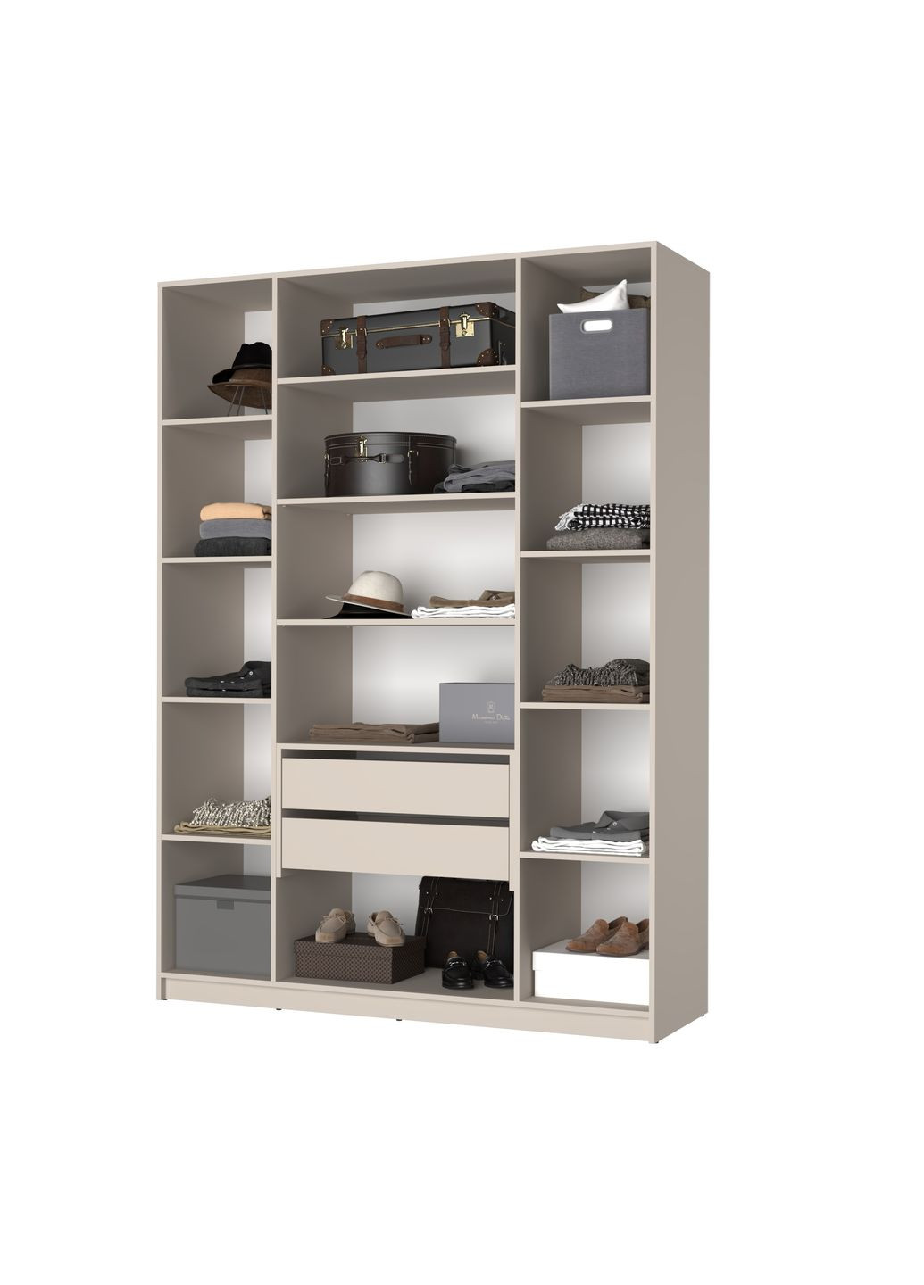 Шкаф 4-дверный Оскар ДСП BG, блок ящиков+полки 160x52x220 см (MBS-4698) MebelStar (366427340)