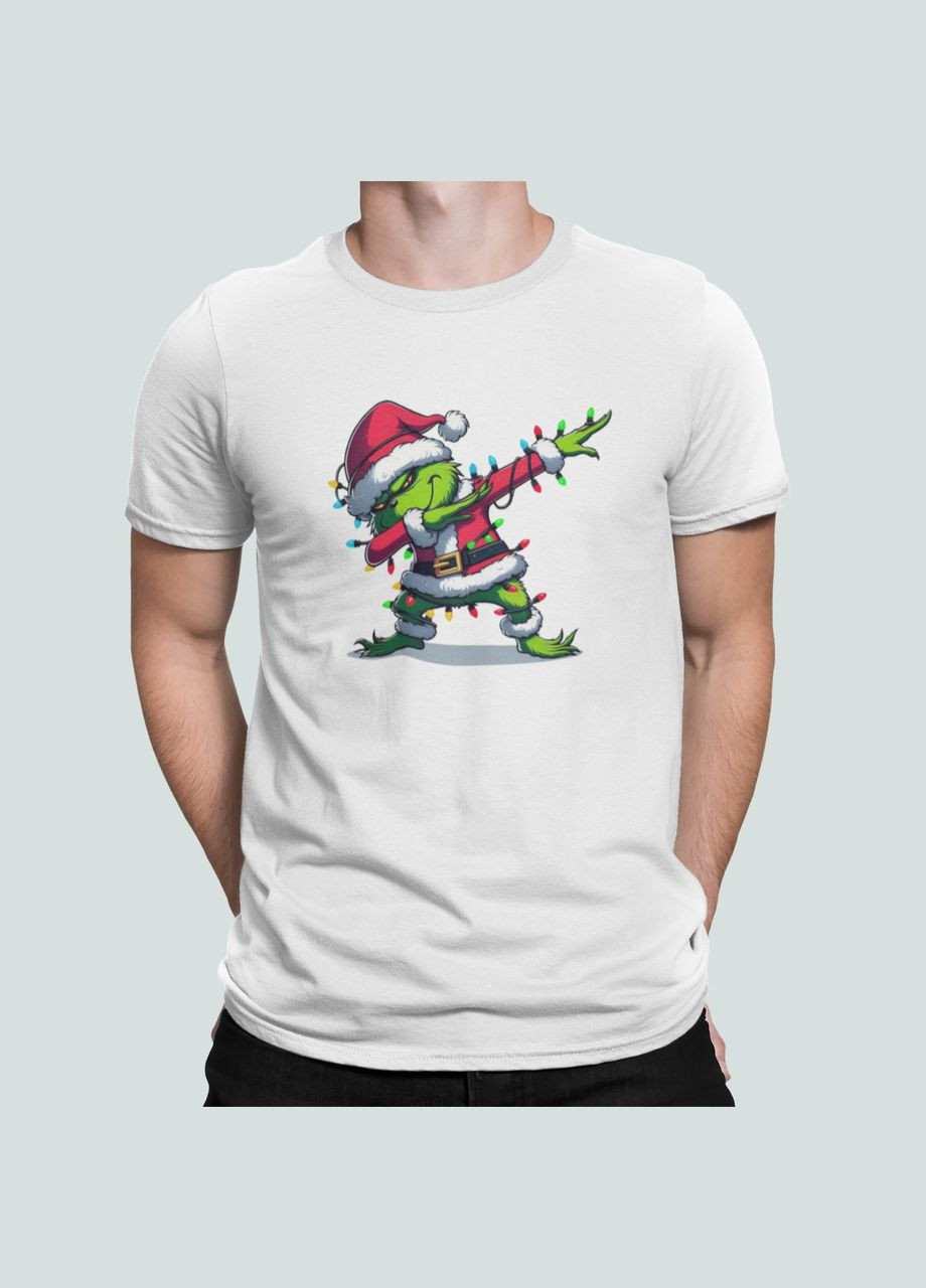 Белая мужская новогодняя футболка с принтом гринч деб новогодний Stedman