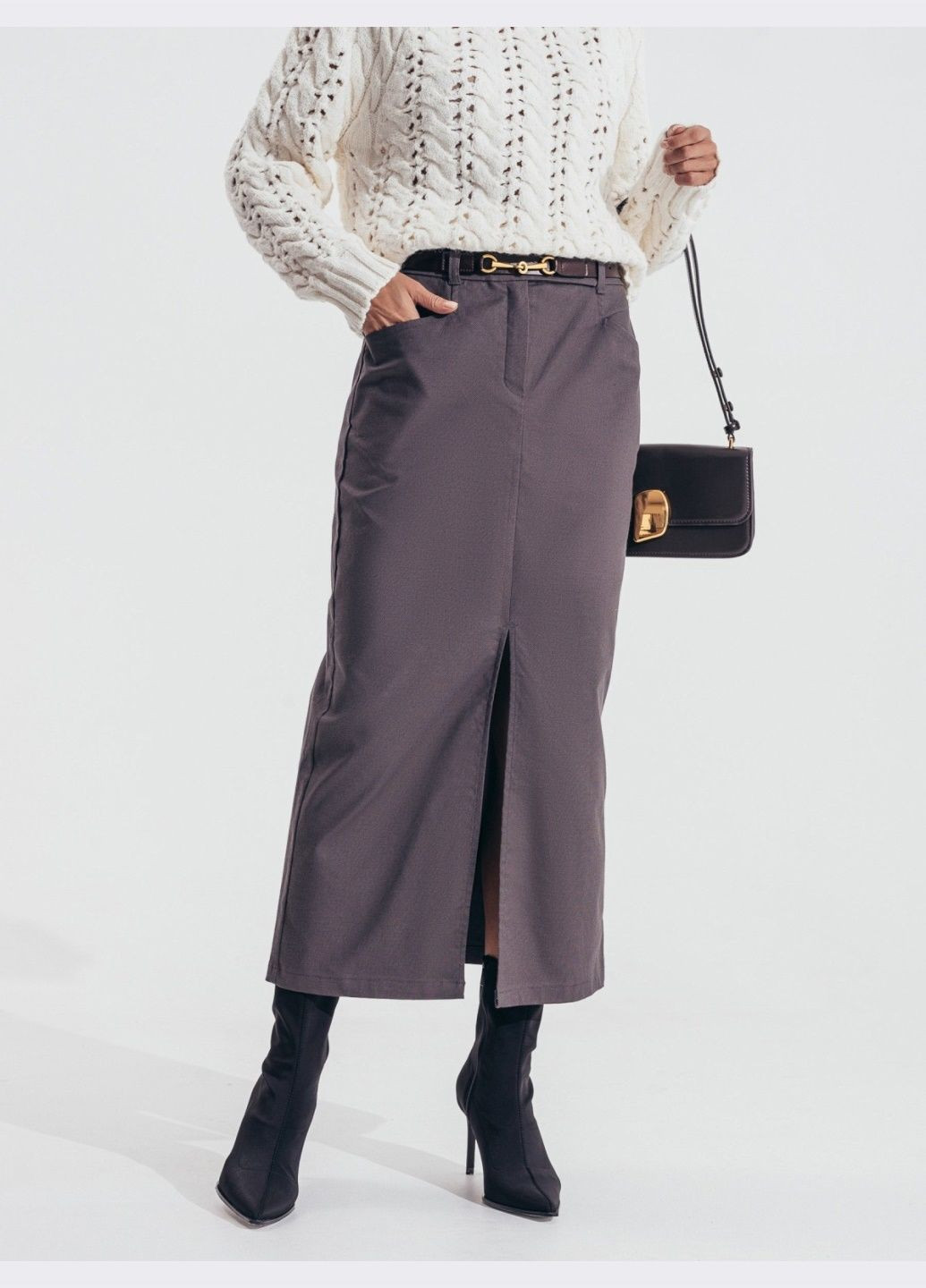 джинсова спідниця-міді темно-сірого кольору Dressa (307929688)