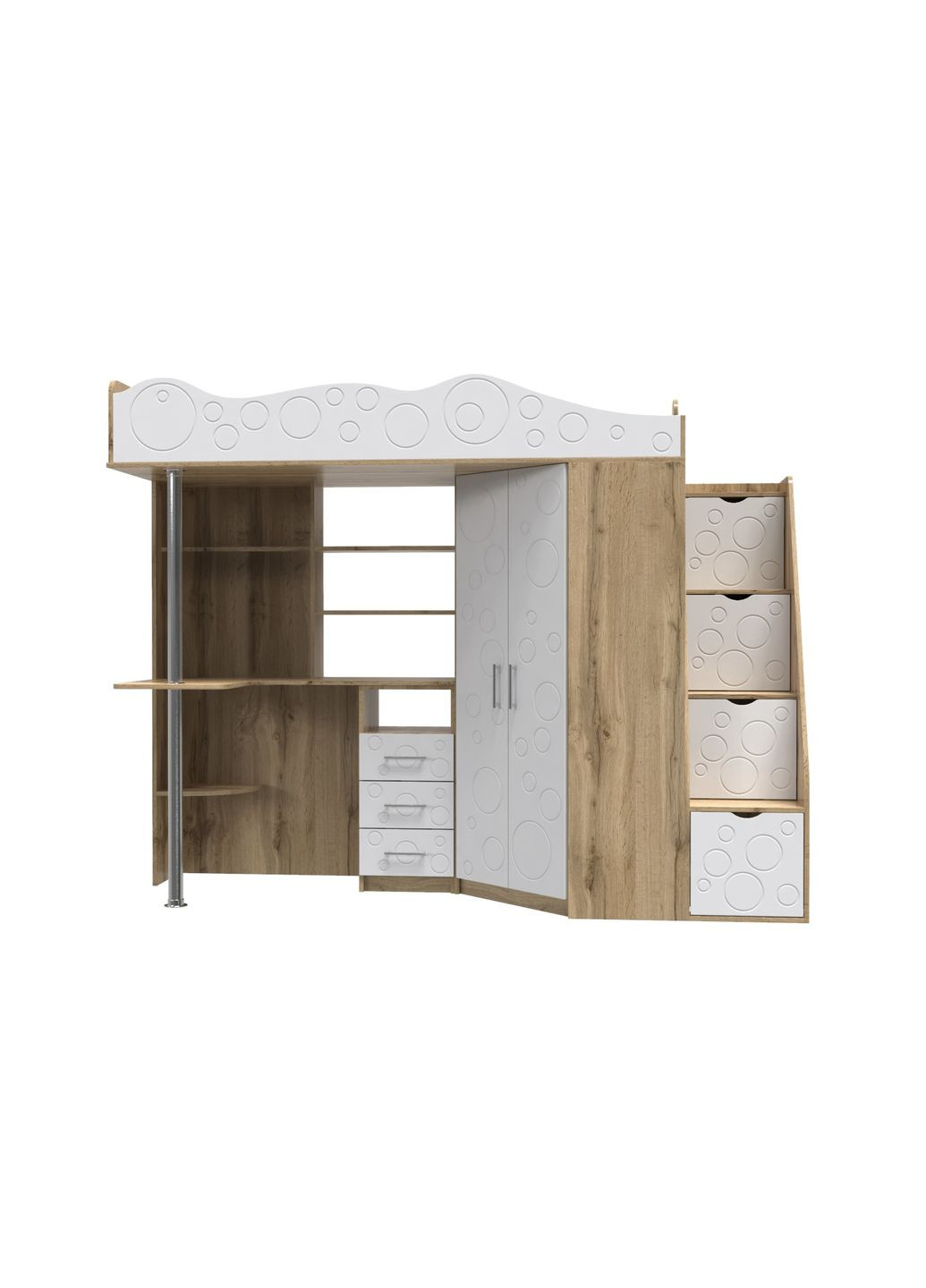 Ліжко-горище дитяче Binky ДС37А 2332x1800x832 Дуб крафт золотий/Білий супермат (МДФ) (Right) (BK02120020000) Art In Head (337309142)