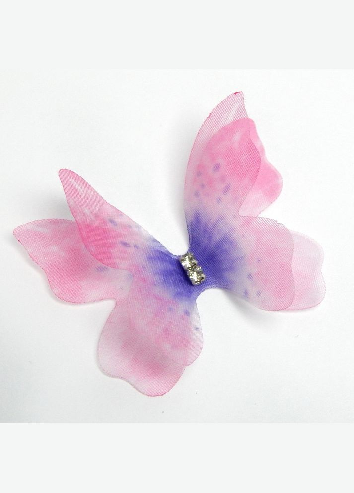 Бабочка шифоновая со стразами, 45х40 мм, розово-фиолетовая No Brand (341731194)