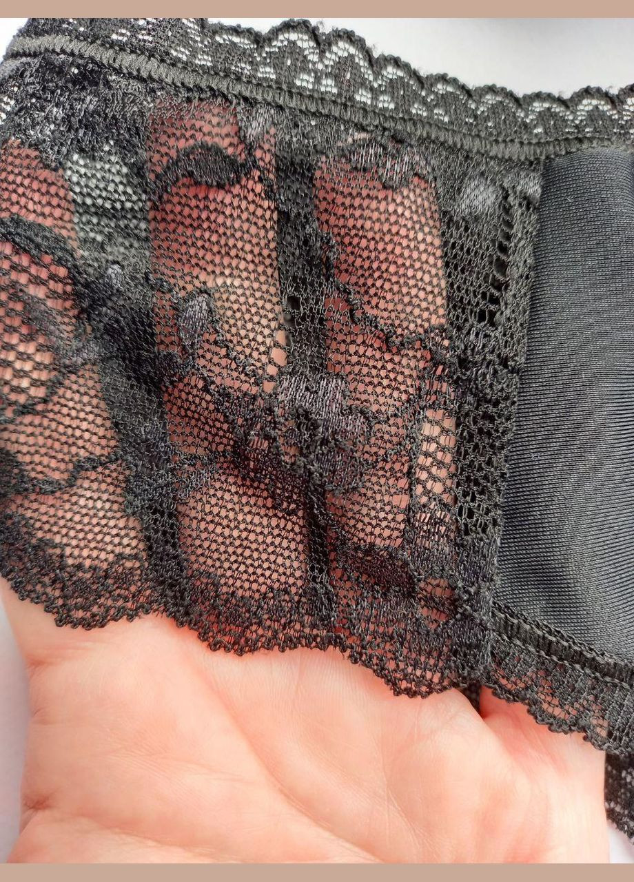 Женские черные трусики слипы с кружевом jadea 1606 размер 4. Л. 48 Jadea Intimo (324833204)