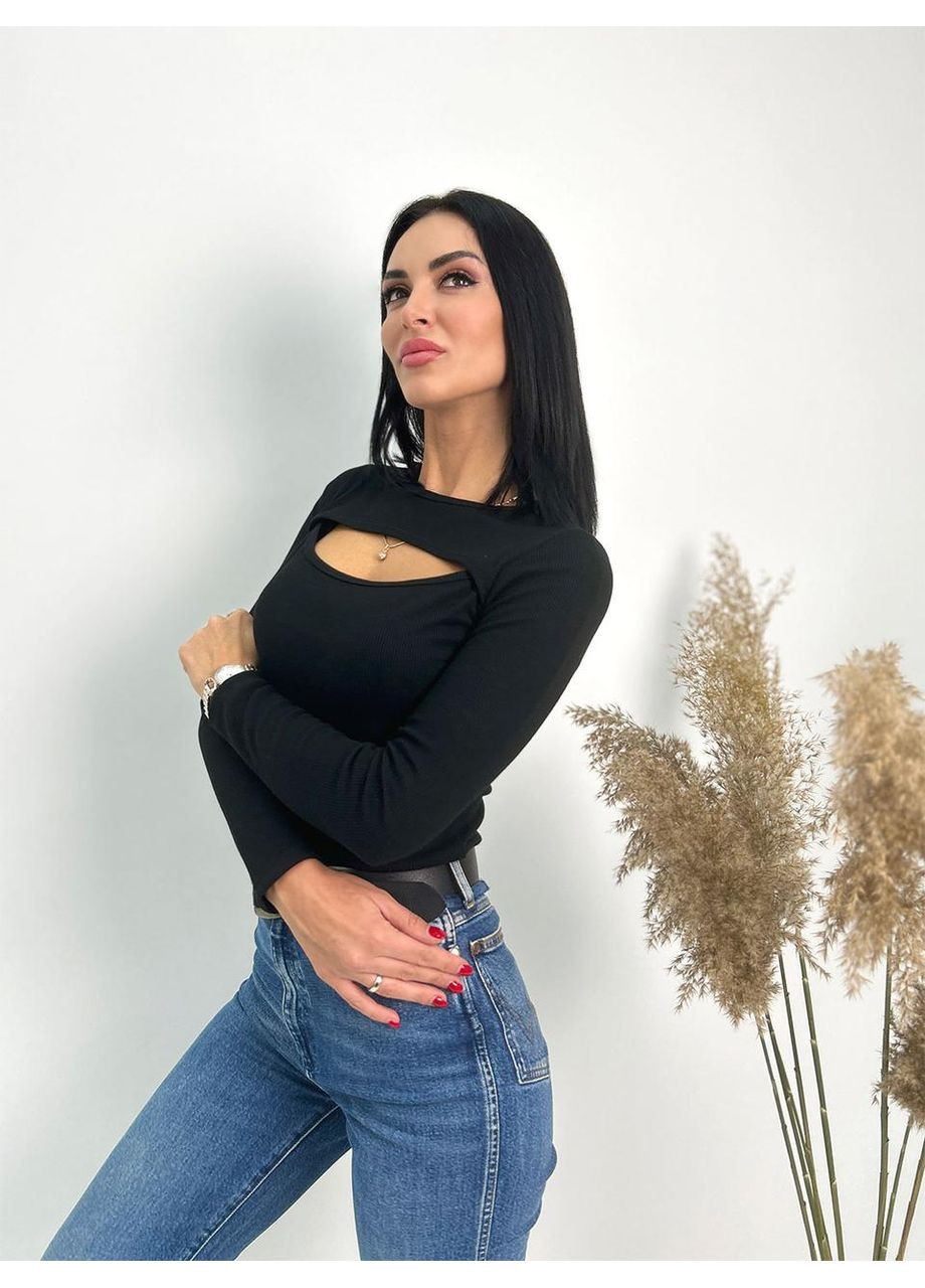 Трикотажна кофта з розрізом на грудях Fashion (360603334)