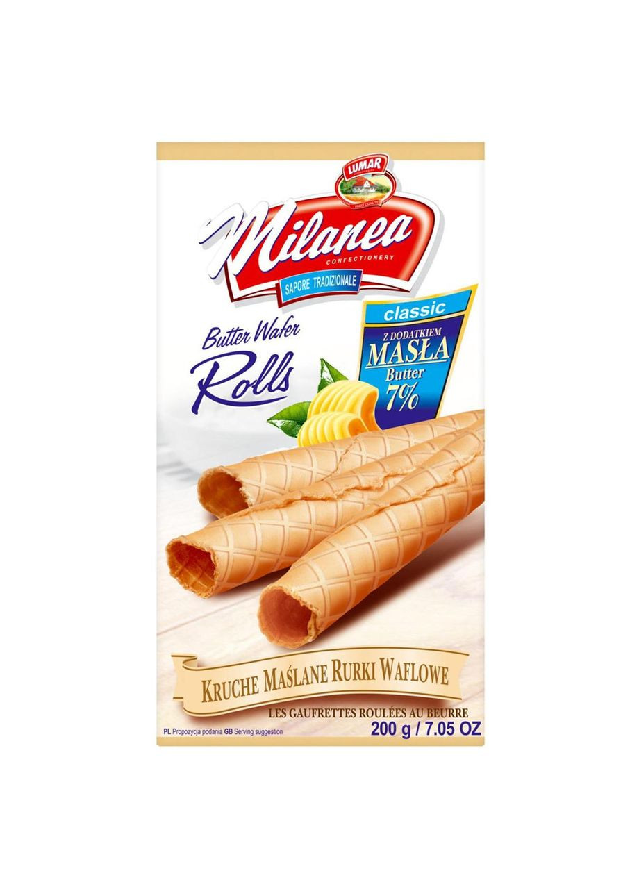 Трубочки вафельные Milanea маслянные 200 г Lumar (372157878)