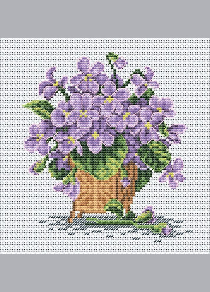Набір для вишивки муліне ДМС "Фіалки в корзинці", 15х15 см No Brand (340482616)