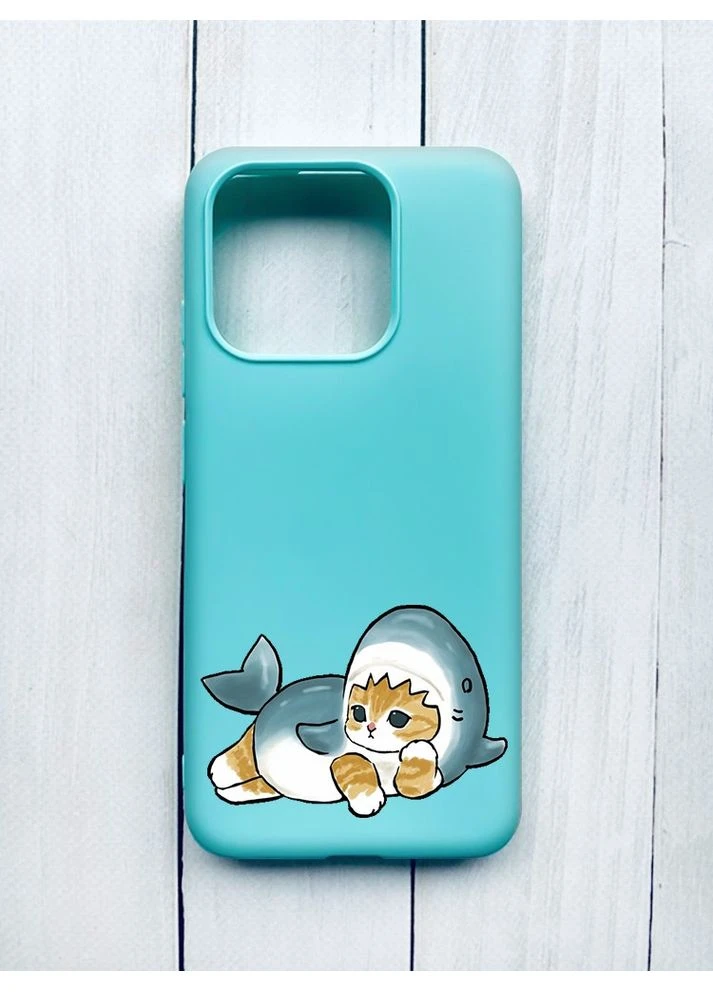 Матовий чохол на Xiaomi Redmi 12C Бірюзовий:: Котик акула (принт 355) CASE CONTROL (360675512)
