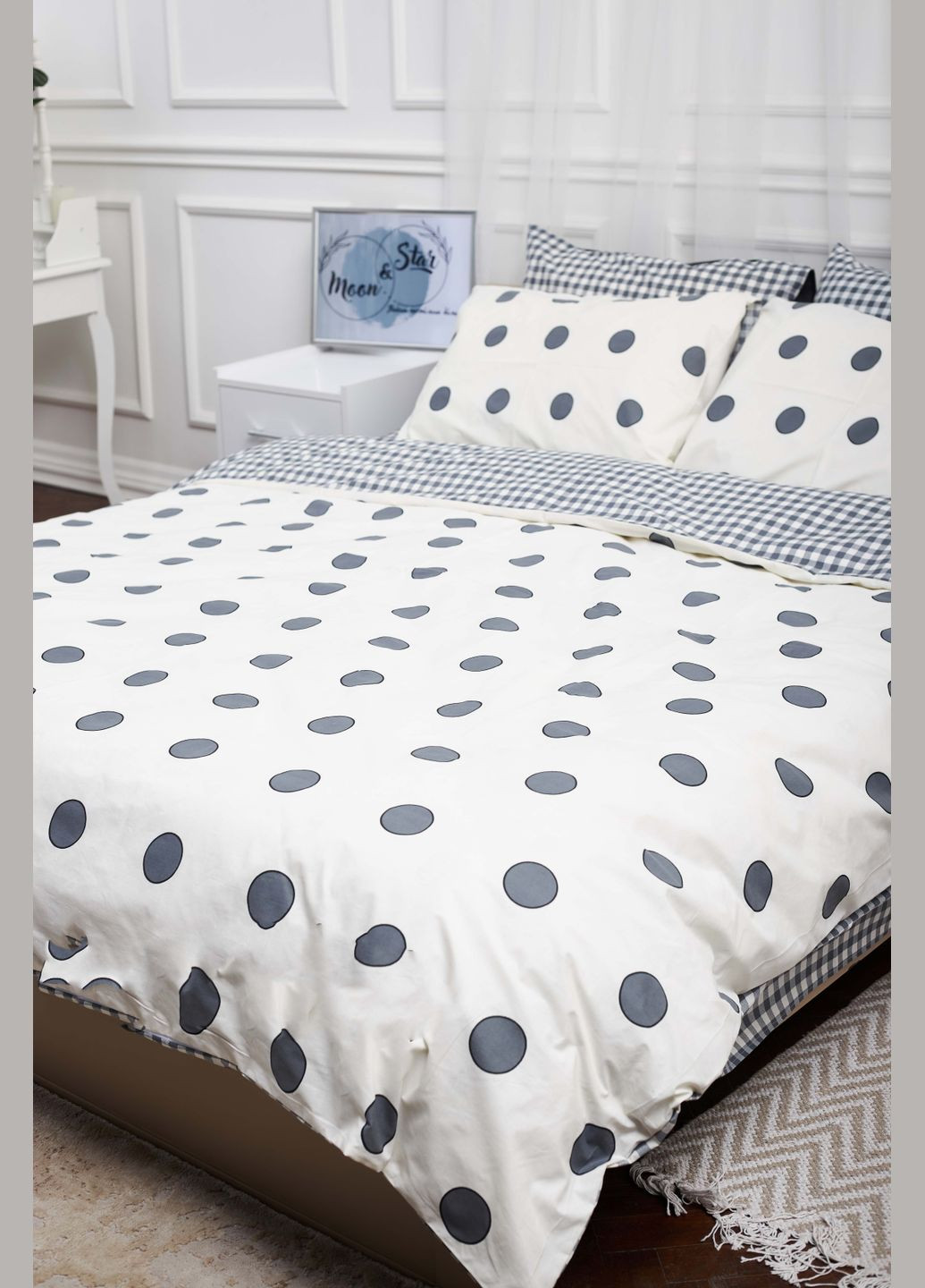 Комплект постільної білизни полуторний 143х210 наволочки 4х70х70 Ranforce Elite (MS-820000194) Moon&Star Riccarda (284416097)