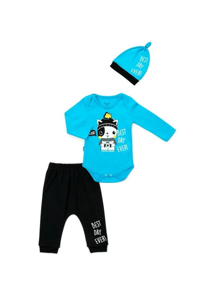 Комбинированный демисезонный набор детской одежды с котиком (14710-68b-blue) Miniworld