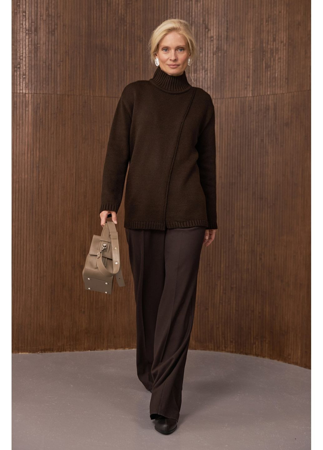 Темно-коричневий светр на запах 2888 Triko Bakh