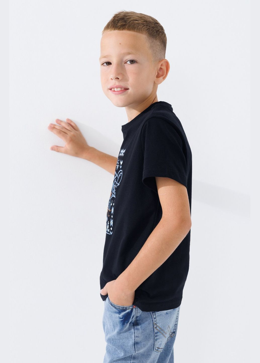 Черная летняя футболка патриотическая детская s-p-kb02302-fl 116 см черный (2000990627254s) shop (2000990627254) Demos