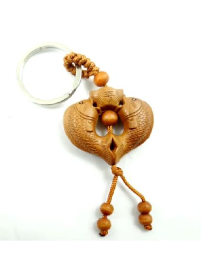 Брелок для ключів талісман підвіска зі знаком зодіак з червоного дерева у вигляді знака зодіак Риба No Brand (305776579)