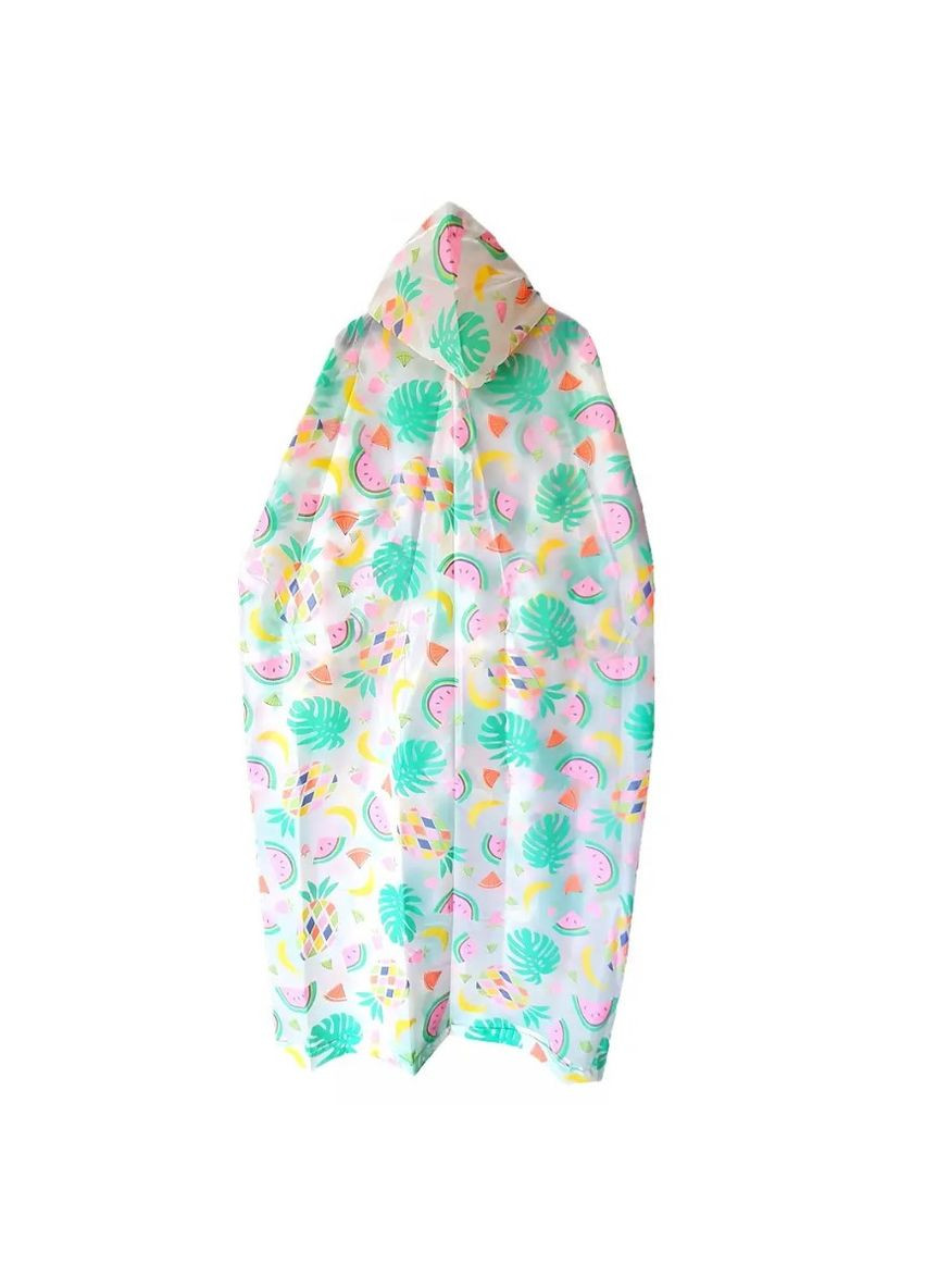 Многоразовый дождевик плащ на кнопках с капюшоном Арбузы, размер универсальный XS-3XL (44-54) Eva (301536165)