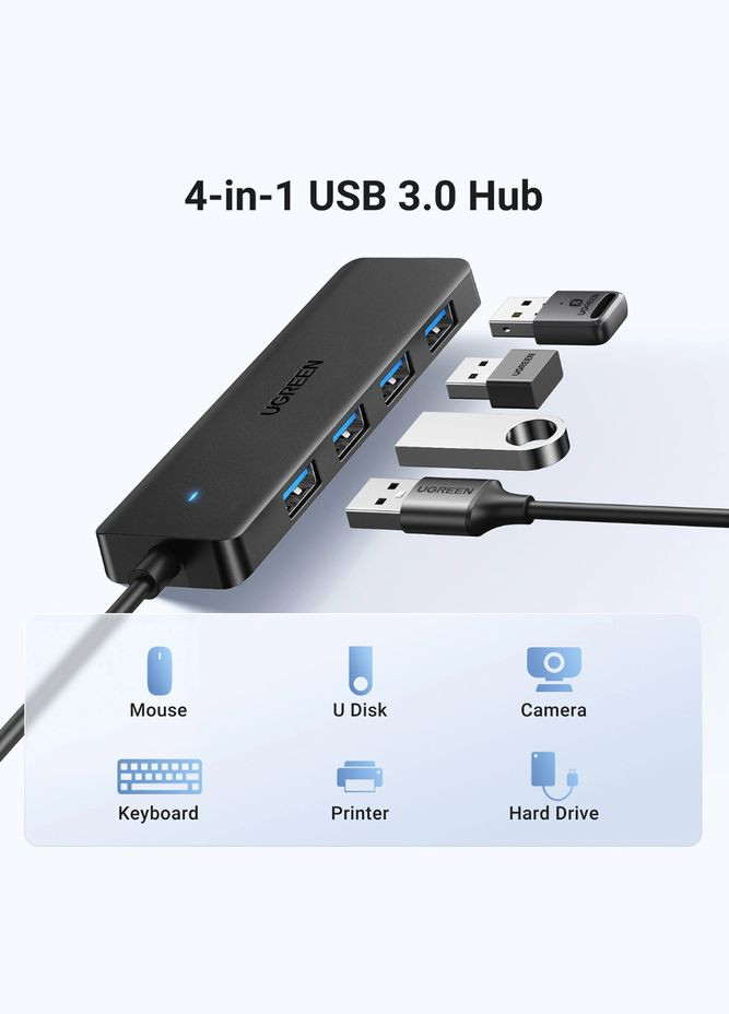 USBхаб CM219 4 USB-A 3.0 портов и USB-A 3.0 cable 15cm (25851) Ugreen (305066343)