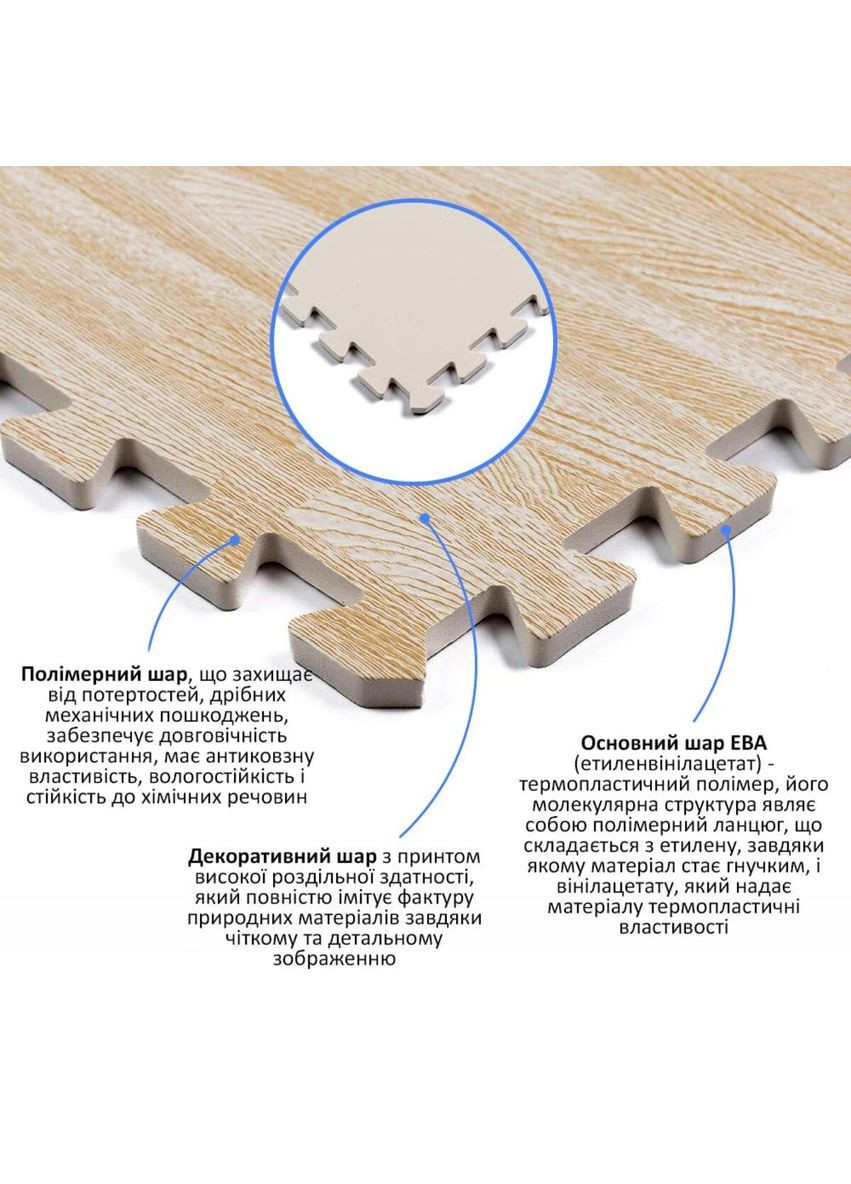 Підлога пазл - модульне підлогове покриття 600x600x10мм пісочне дерево (МР14) SW-00000648 Sticker Wall (316634264)