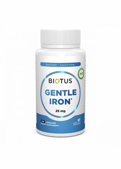 Залізо, Gentle Iron,, 25 мг, 100 капсул (BIO531156) Biotus (266799312)