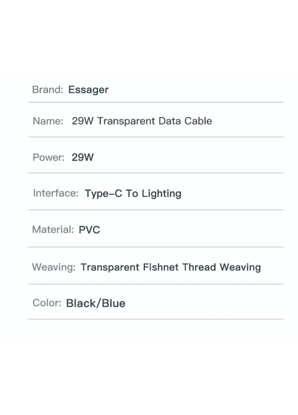 Кабель Lightning Type-C PD 20W 20V 5A QC 4.0 USB C Кабель лайтнінг для швидкого заряджання iPhone Шнур для iPhone Essager (366664747)