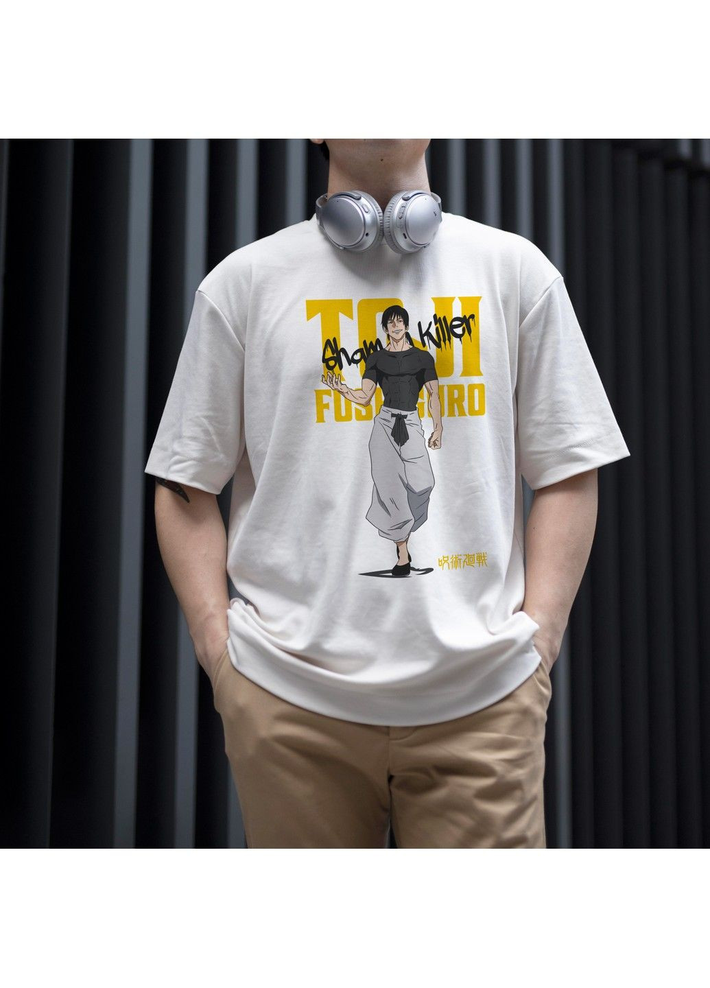 Біла футболка з принтом магічна битва - тодзі фусігуро 2 we No Brand