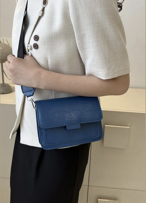 Жіноча класична сумка 6006 крос-боді через плече на тонкому ремінці синя No Brand (296008097)