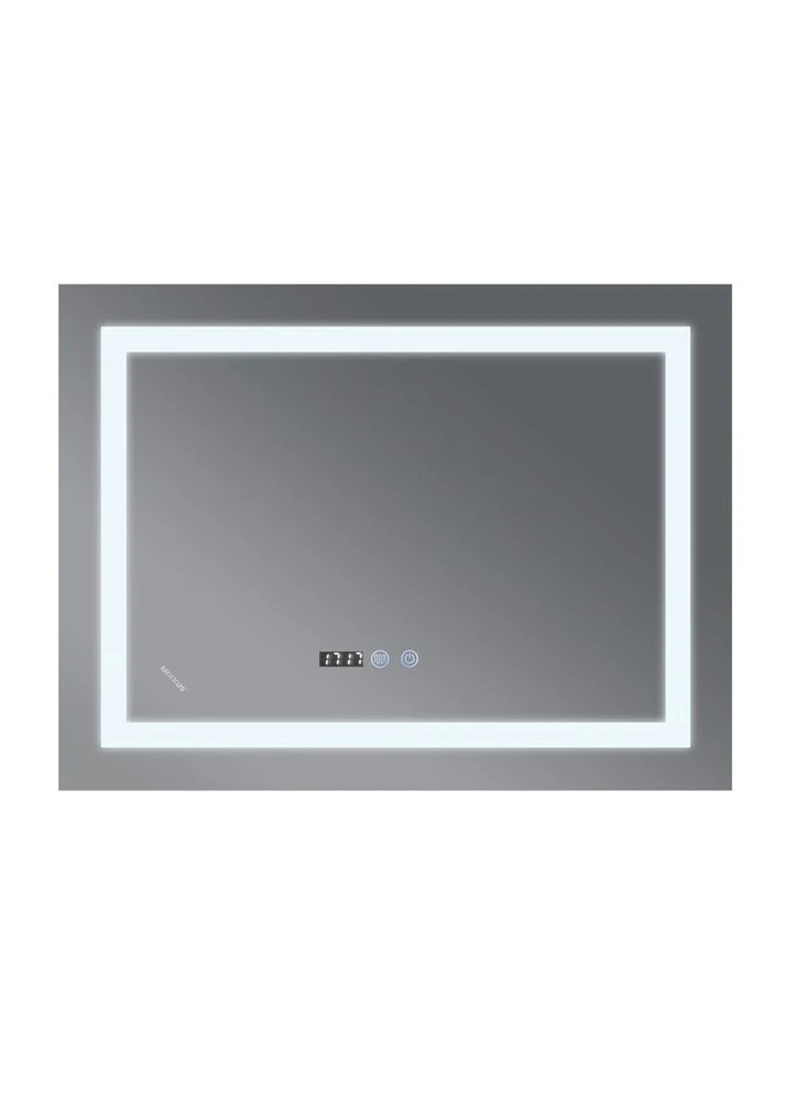 Дзеркало настінне WARM MR02-70x50-CASE, сталеве, з LED Touch, антизапотіванням і годинником Mixxus (399022016)