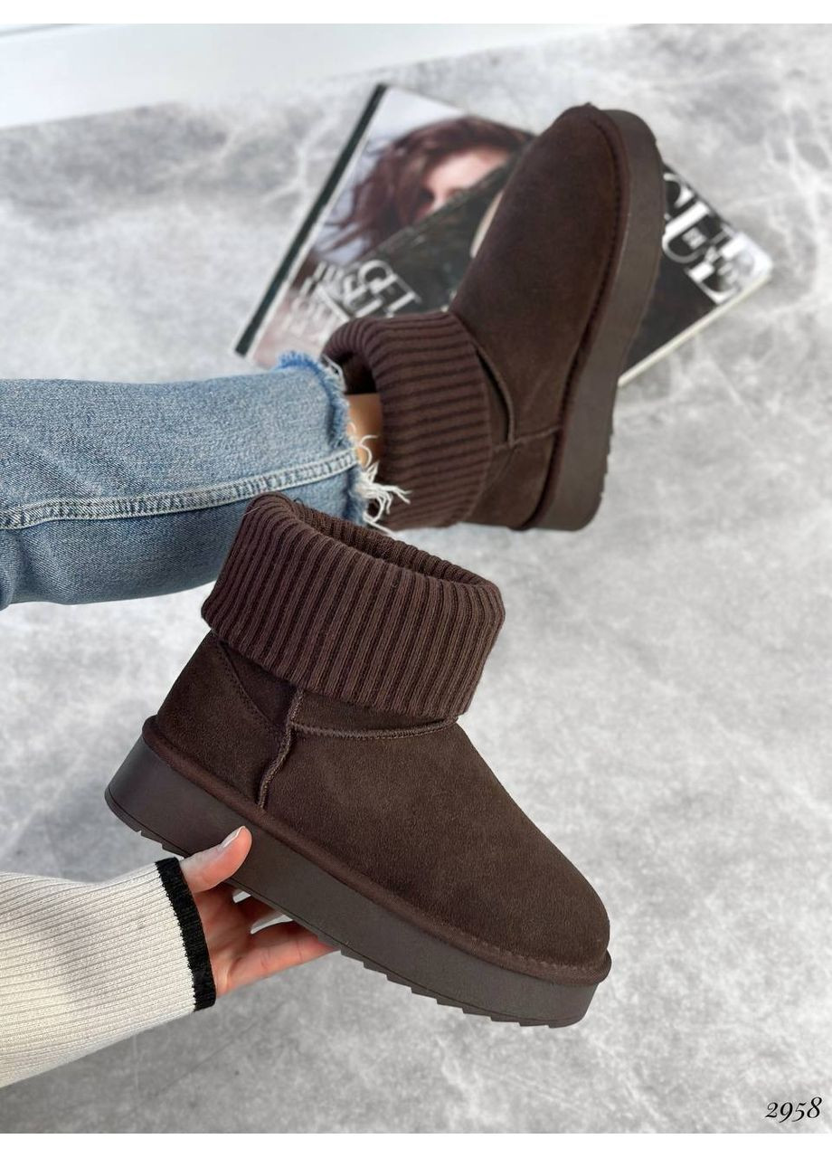 Женские натуральные угги цвет шоколадный цвет натуральный мех No Brand (370639804)