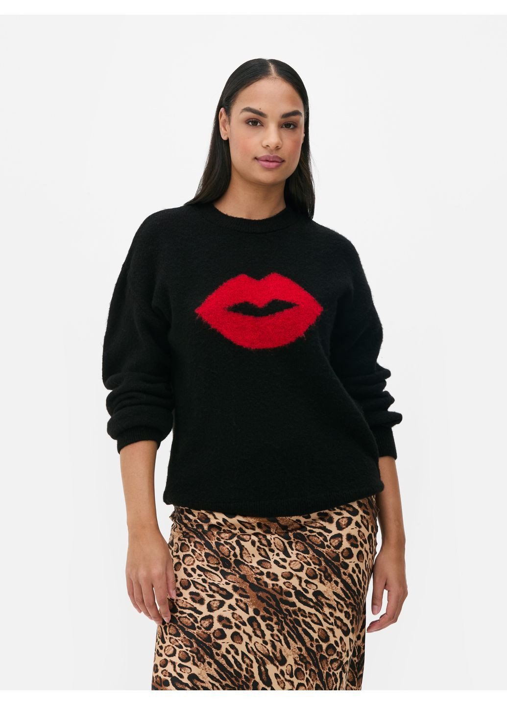 Черный джемпер демисезон,черный с принтом красный, Primark